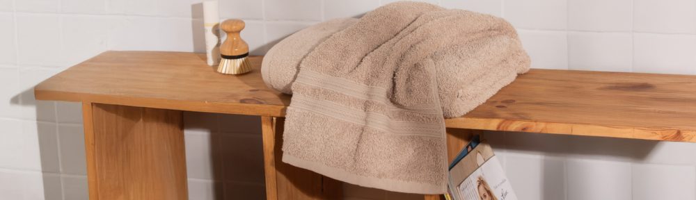 Un conjunto de toallas blancas dobladas prolijamente sobre una superficie limpia, con luz natural que resalta su frescura y suavidad, transmitiendo la idea de higiene y cuidado en el hogar.